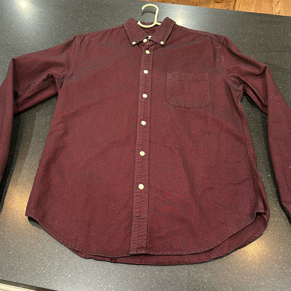 Men's button down shirt dark maroon
